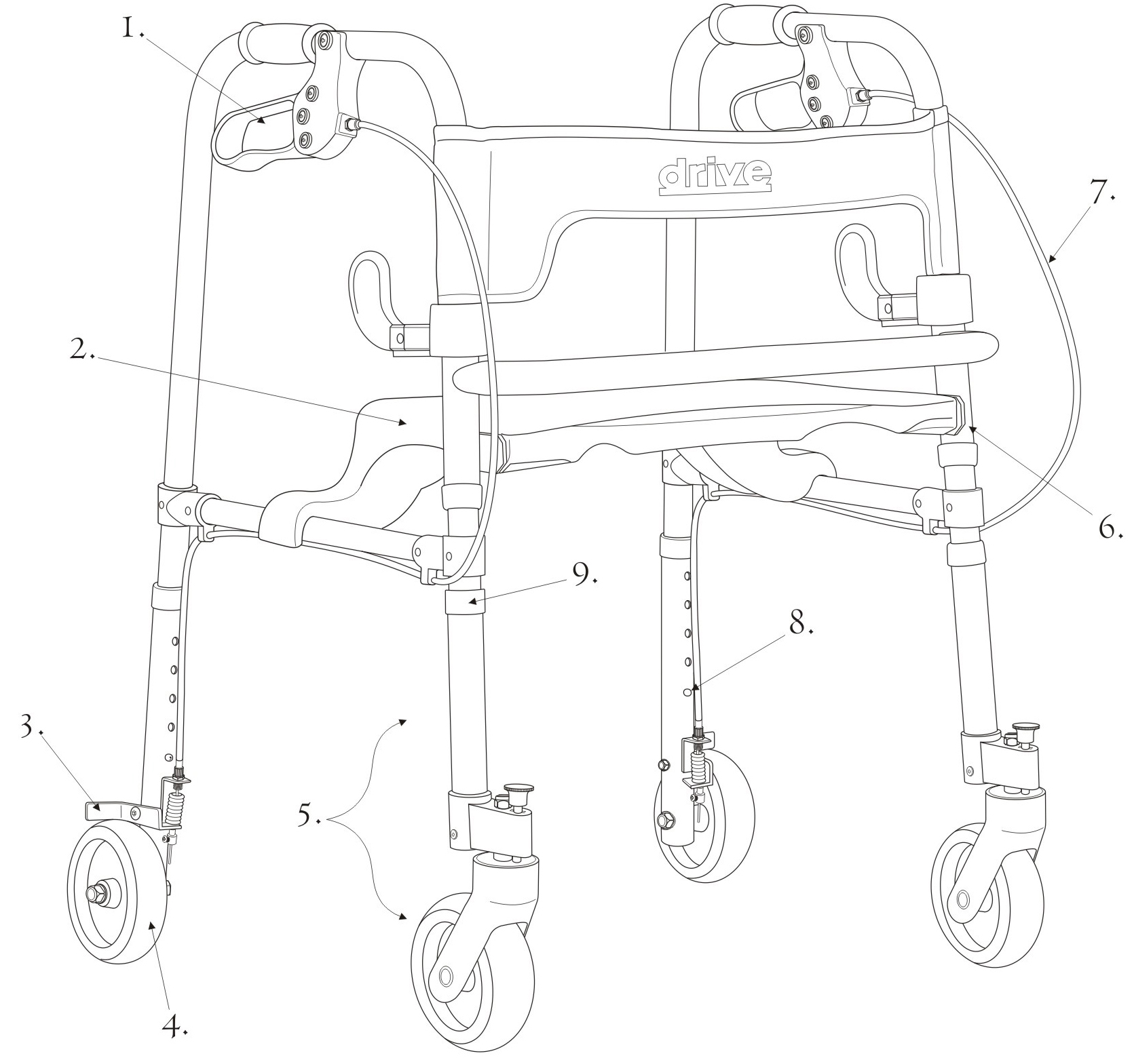 Clever-Lite-Walker-Junior-with-5-Casters-Parts-for-10230J