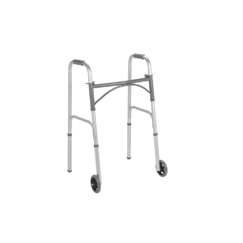 555 Folding Walker, Two Button with 5" Wheels - Image 1