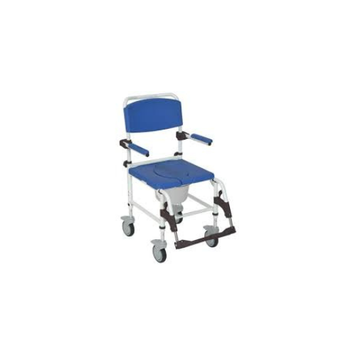 Aluminum Rehab Shower Commode Chair with Four Rear-locking Casters (1) Aluminum Rehab Shower Commode Chair with Four Rear-locking Casters - Image 1
