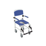 Aluminum Rehab Shower Commode Chair with Four Rear-locking Casters - Image 2