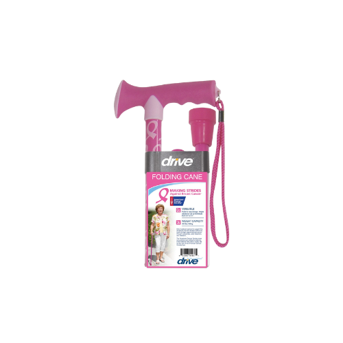 Breast Cancer Awareness Height Adjustable Folding Cane Breast Cancer Awareness Height Adjustable Folding Cane - Image 1